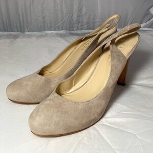 Talbots almond toe nude slingback heels size 9.5